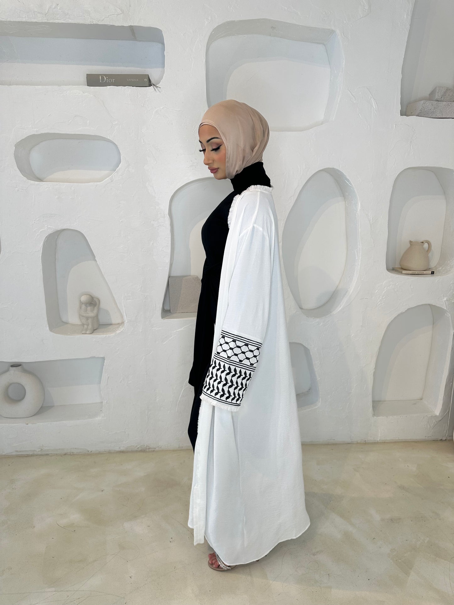 Palastine Open Abaya-White