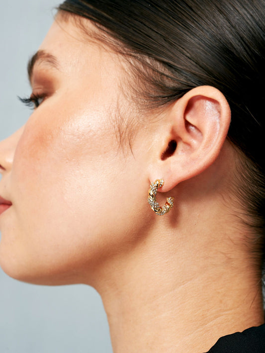 Diamanté Twist 18K Gold Plated Earrings