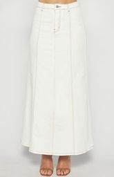 Maxi-Denim Skirt Pannel-White