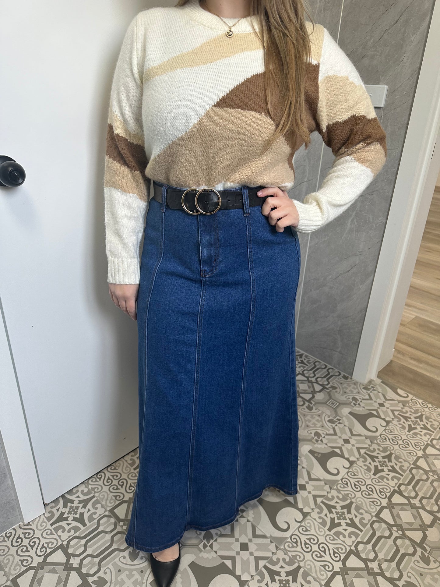 Maxi-Denim Skirt Pannel