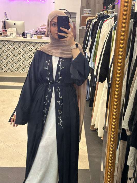 Lamya Open Abaya - Navy