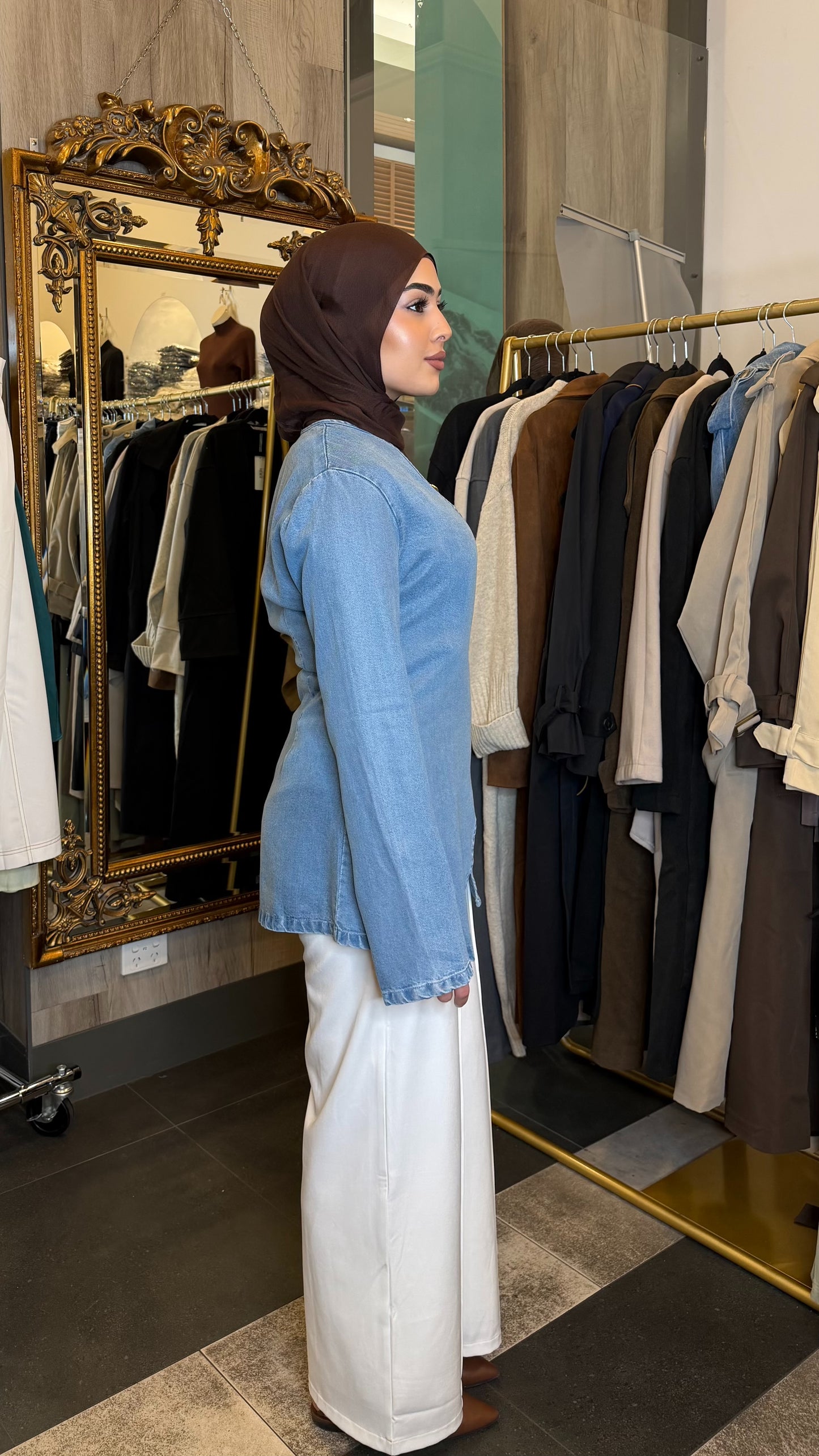 Maila Denim Wrap Top