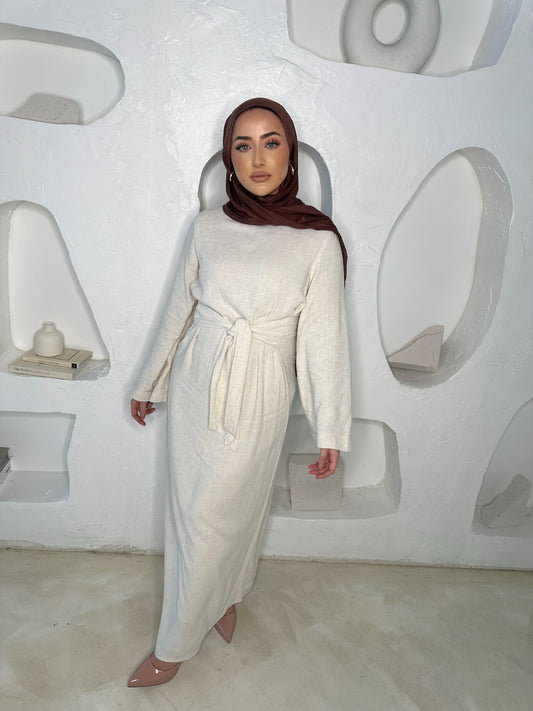 Aria Tie Abaya (Beige)