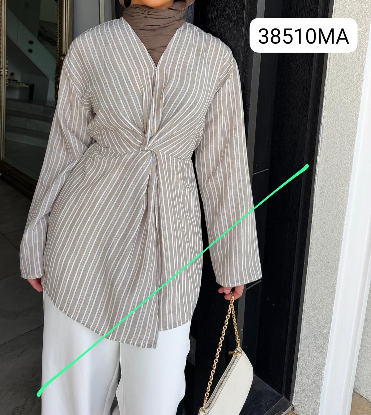 Nesrine Stripe Twist Top