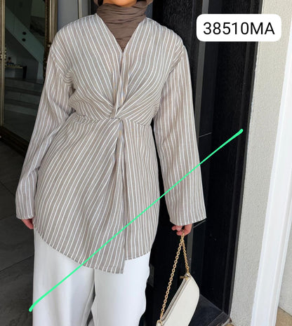Nesrine Stripe Twist Top