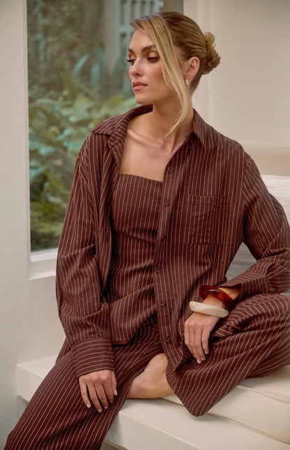 Pin Stripe Shirt Brown
