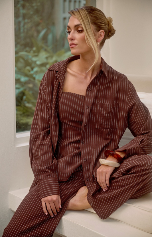 Pin Stripe Shirt Brown