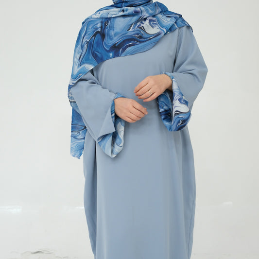 Abaya With Hijab Set-Blue