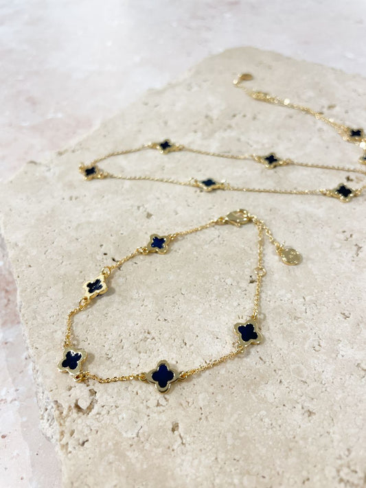 Clover 18K Gold Plated Bracelet in Black