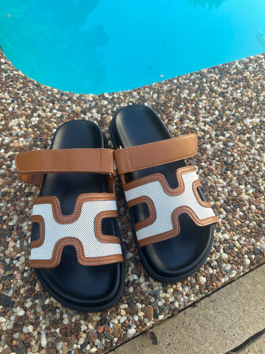 H Slides- Brown & Beige