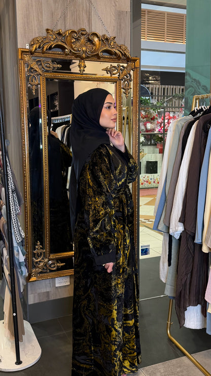 Jouri Gold Foil Abaya