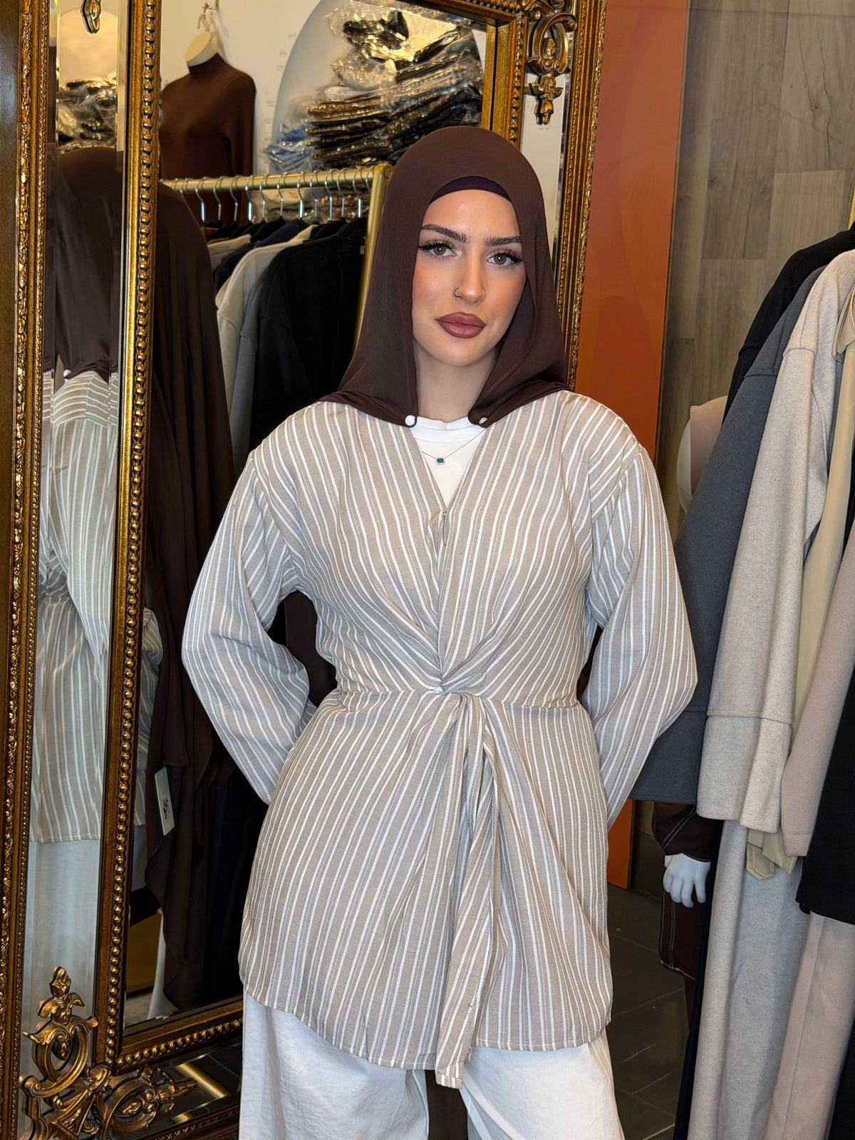 Nesrine Stripe Twist Top