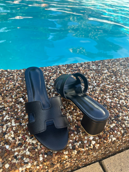 H Slides- Black Heels