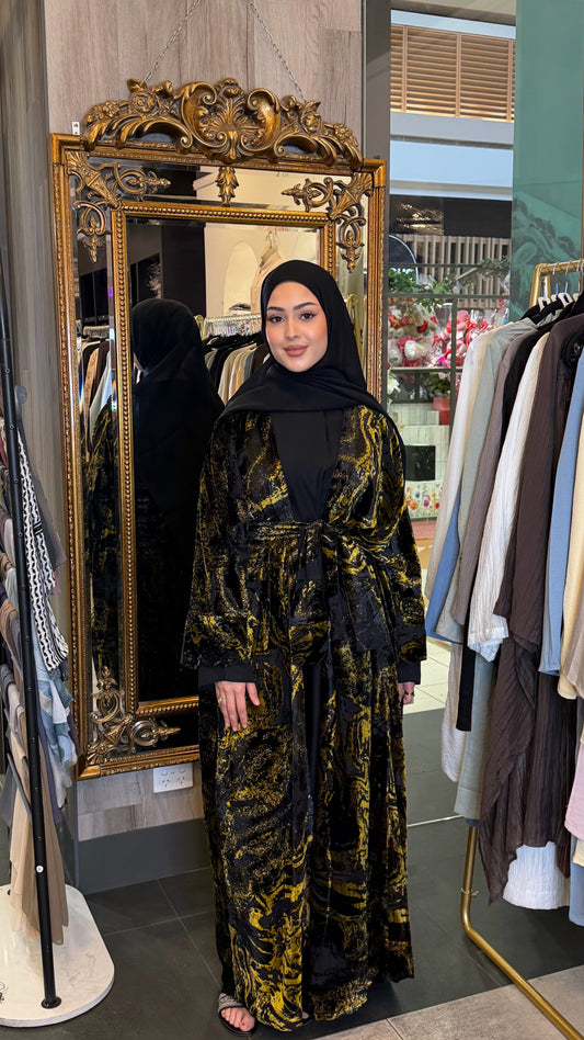 Jouri Gold Foil Abaya
