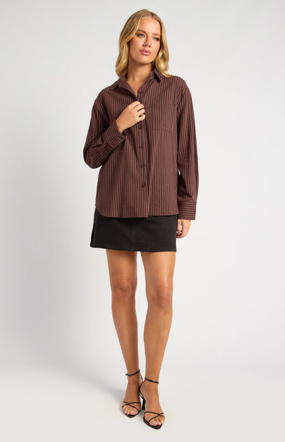 Pin Stripe Shirt Brown