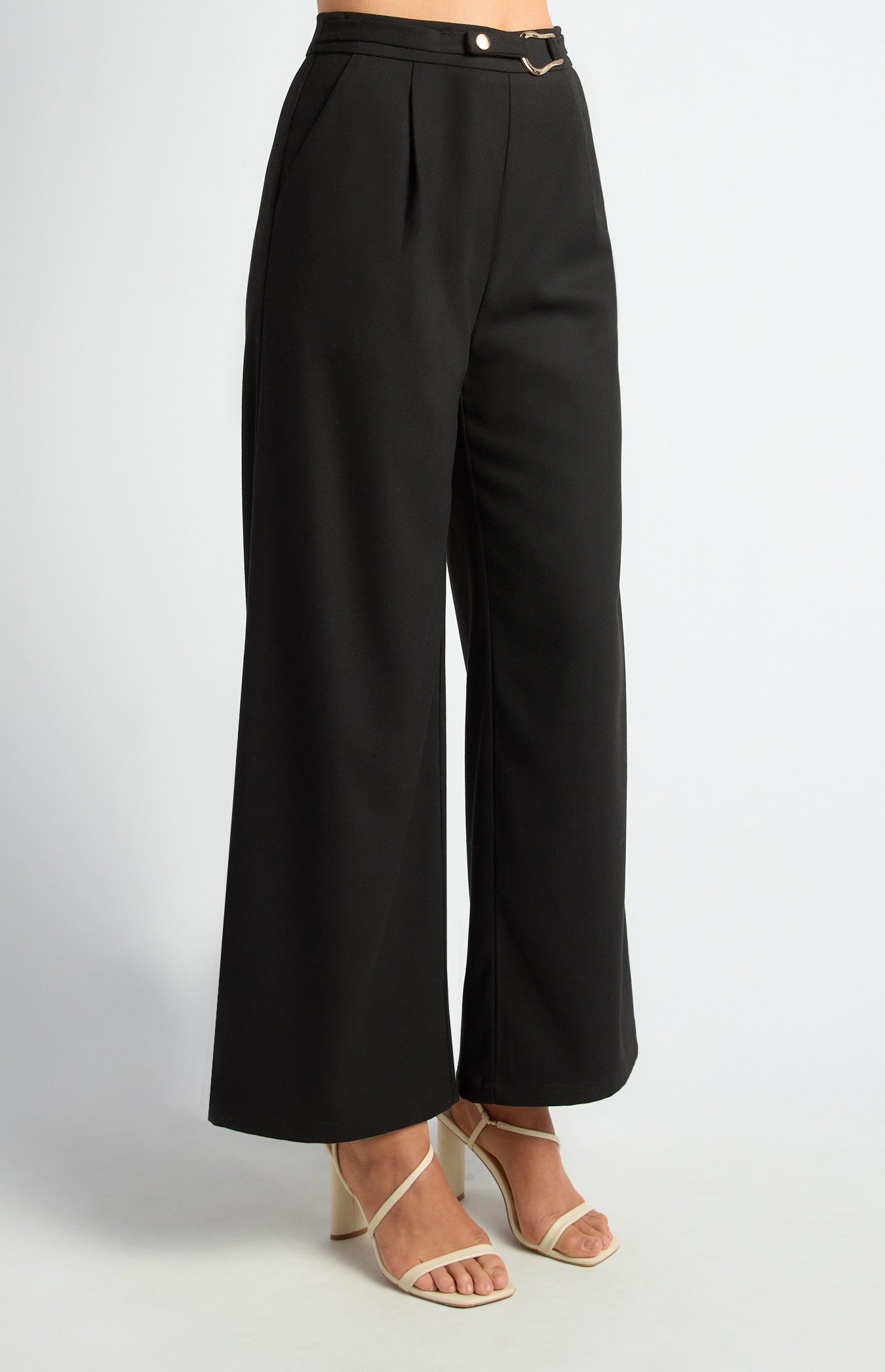 Faux Wool Wide Leg Pants