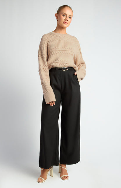 Faux Wool Wide Leg Pants