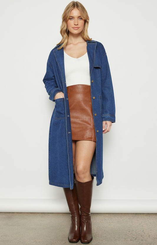 Long Line Denim Coat