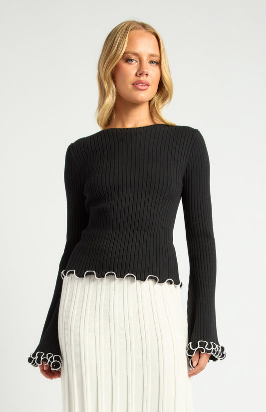 Contrast Twirl Feature Knit Top