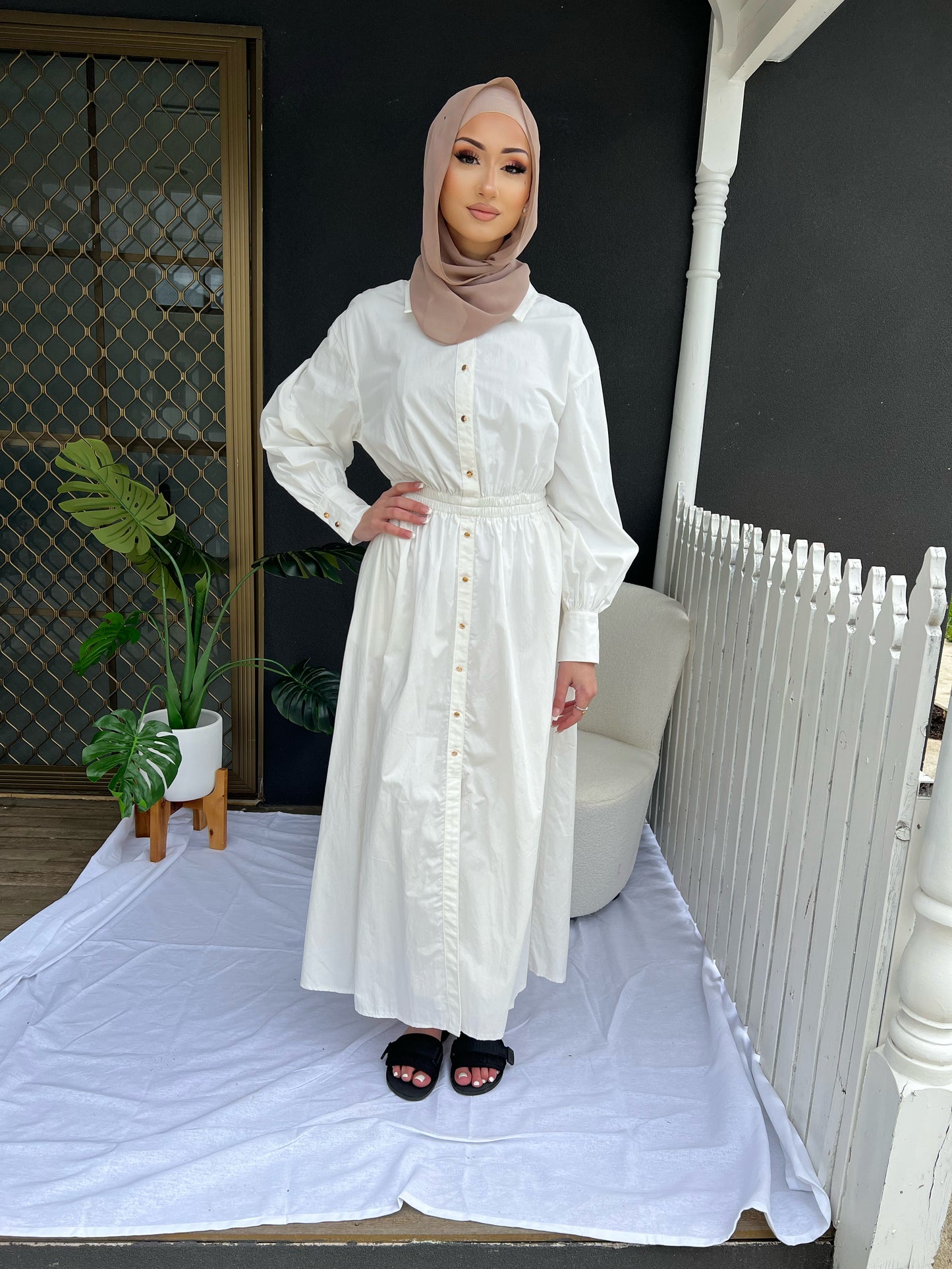 Yara Cotton Dress (White)