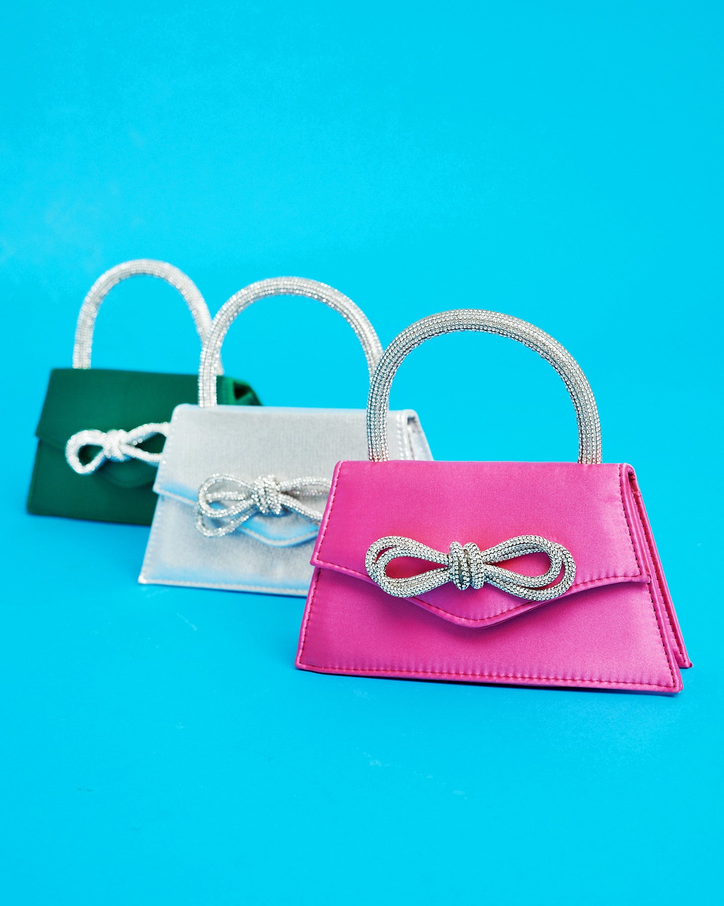 Diamanté Double Bow Bag (Pink)