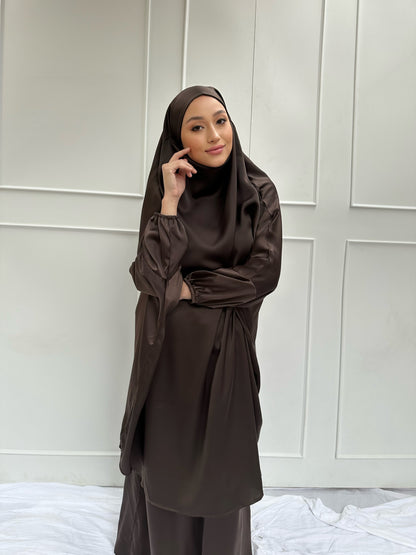 Sahar Jilbab Satin Coffee