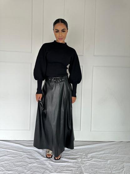 Zara Leather Skirt Black