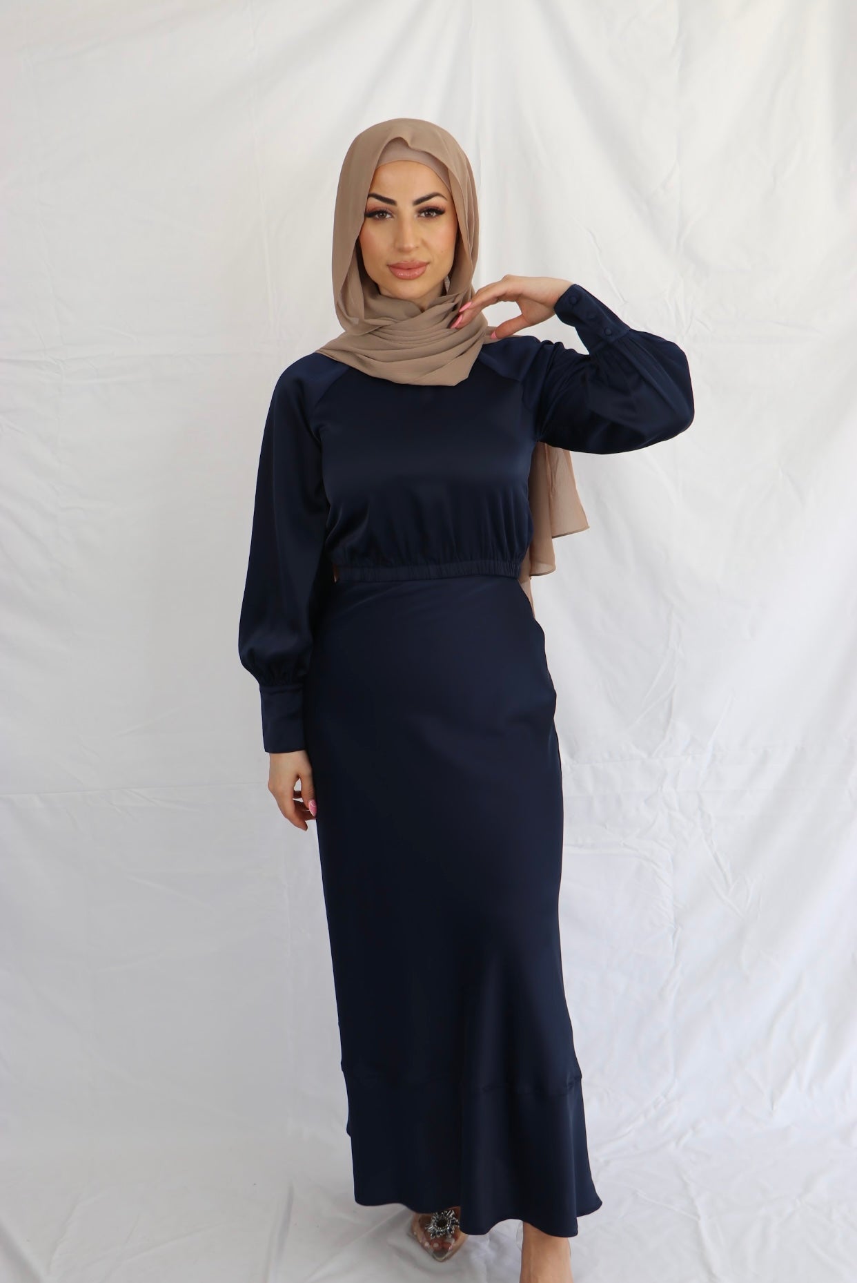 Lana Maxi Satin Skirt- Navy