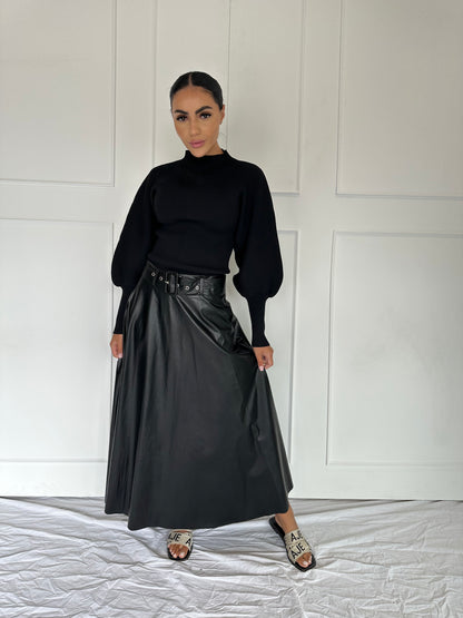Zara Leather Skirt Black